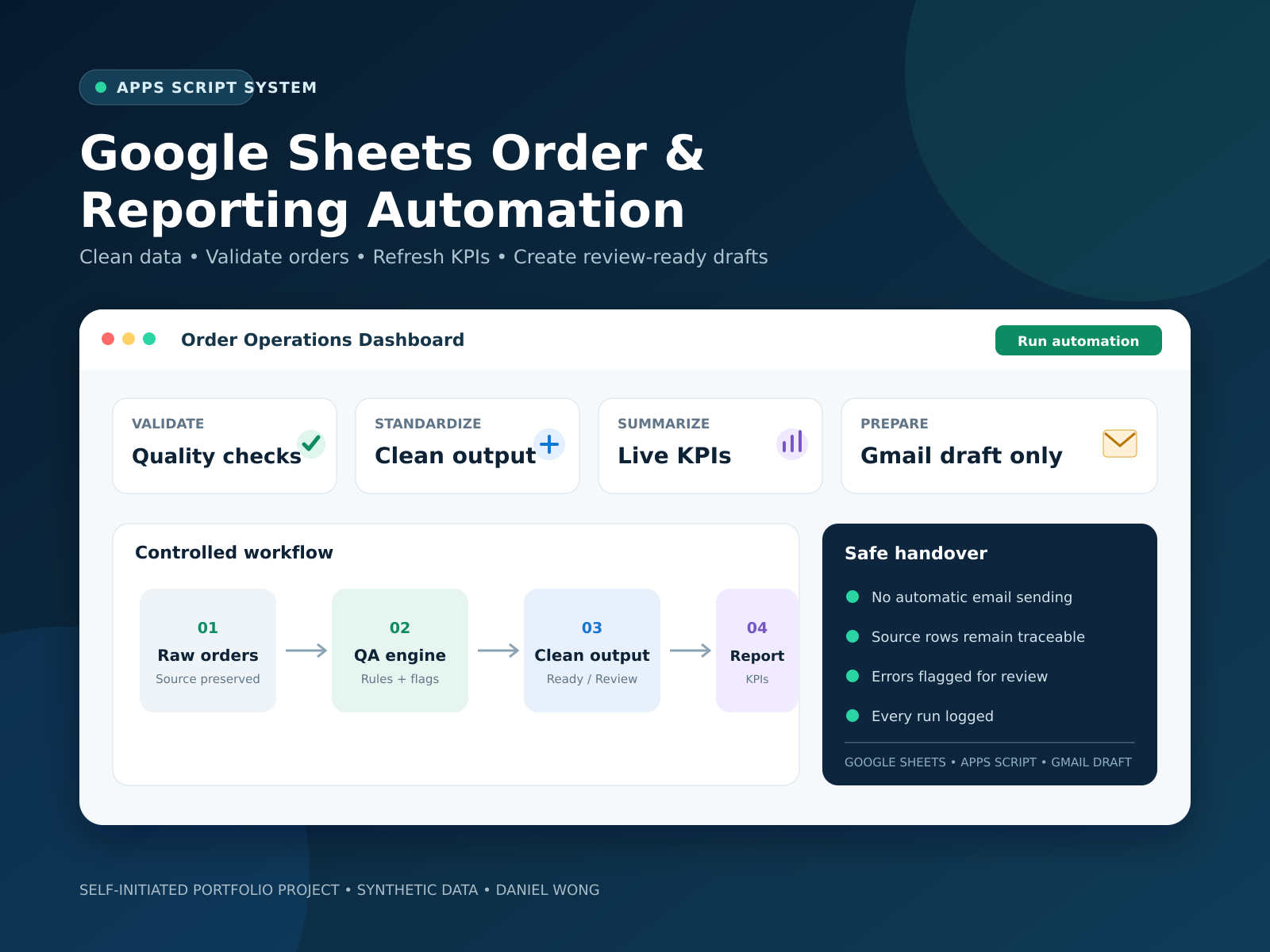 Google Sheets and Apps Script order workflow automation